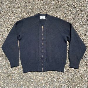 Vintage Black Zip Up Wool Sweater
